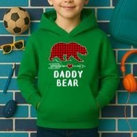 Daddy Bear Christmas Pajama Red Plaid Buffalo Xmas Kids Hoodie thumb 2