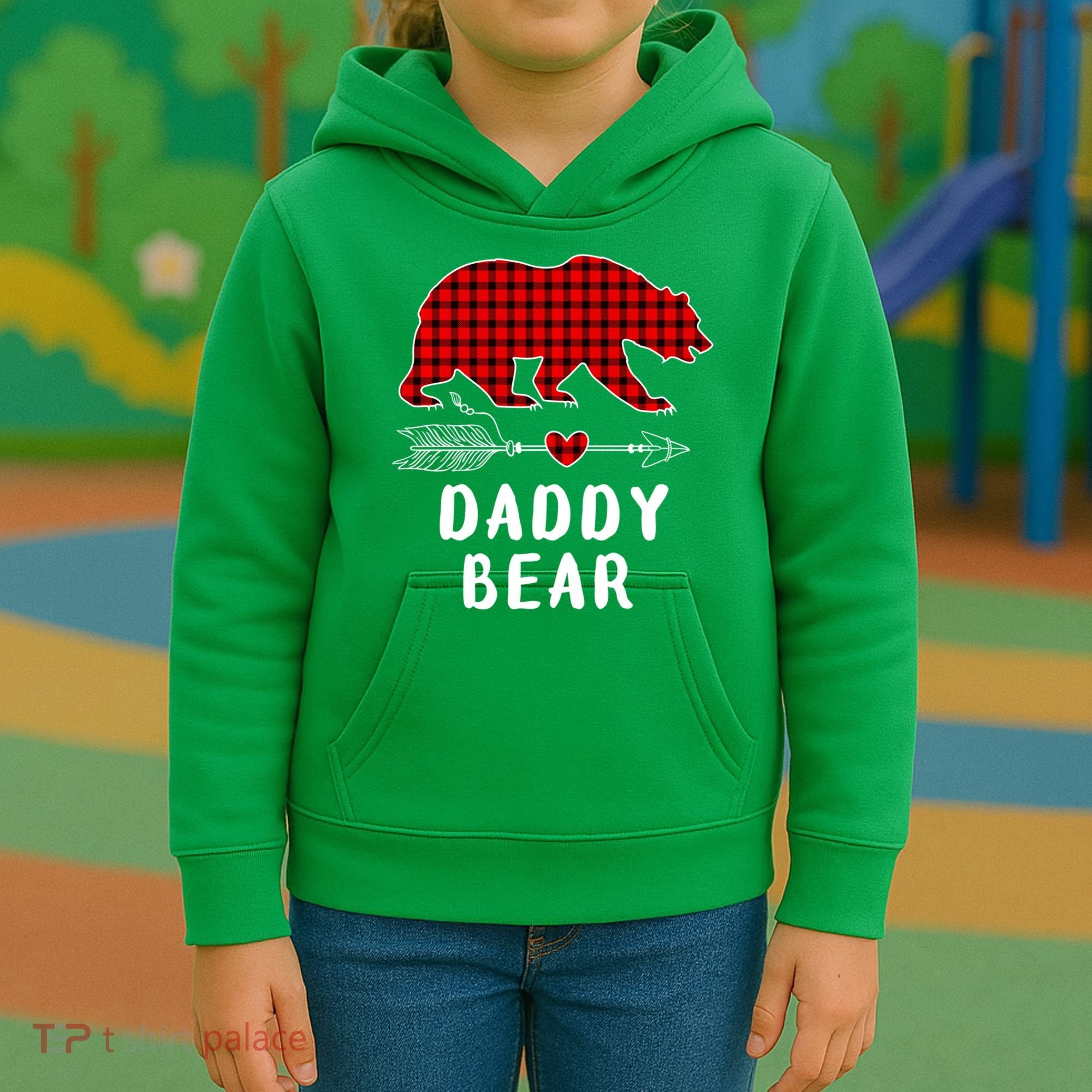 Daddy Bear Christmas Pajama Red Plaid Buffalo Xmas Kids Hoodie