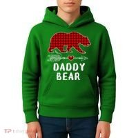 Daddy Bear Christmas Pajama Red Plaid Buffalo Xmas Kids Hoodie thumb 4