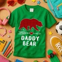 Daddy Bear Christmas Pajama Red Plaid Buffalo Xmas Kids T-Shirt thumb 3