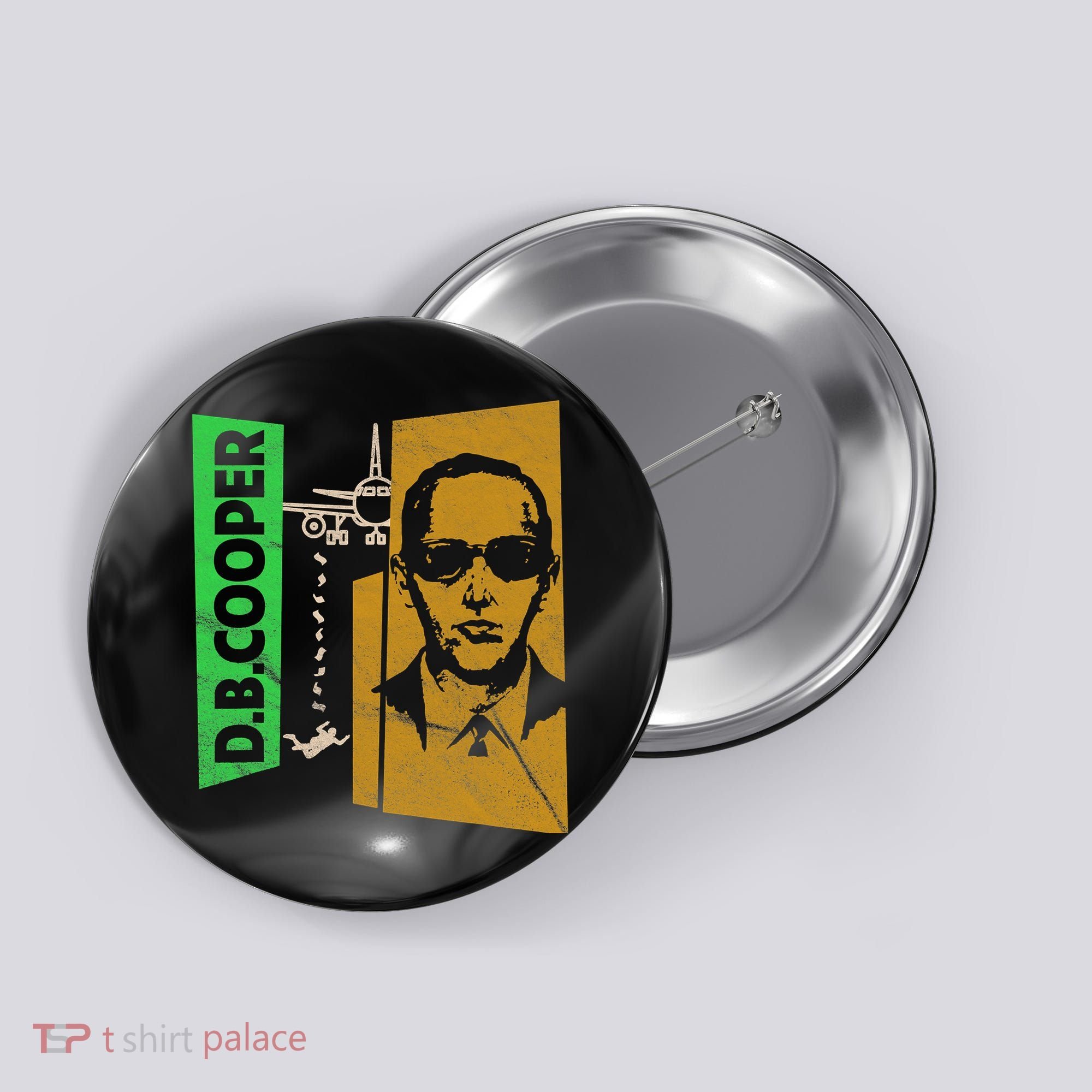 D B Cooper Skyjacker Hijack Retro 60s Style Graphic Button