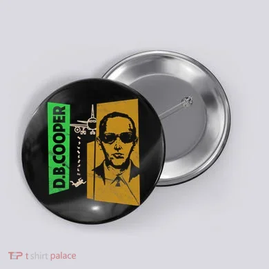 D B Cooper Skyjacker Hijack Retro 60s Style Graphic Button