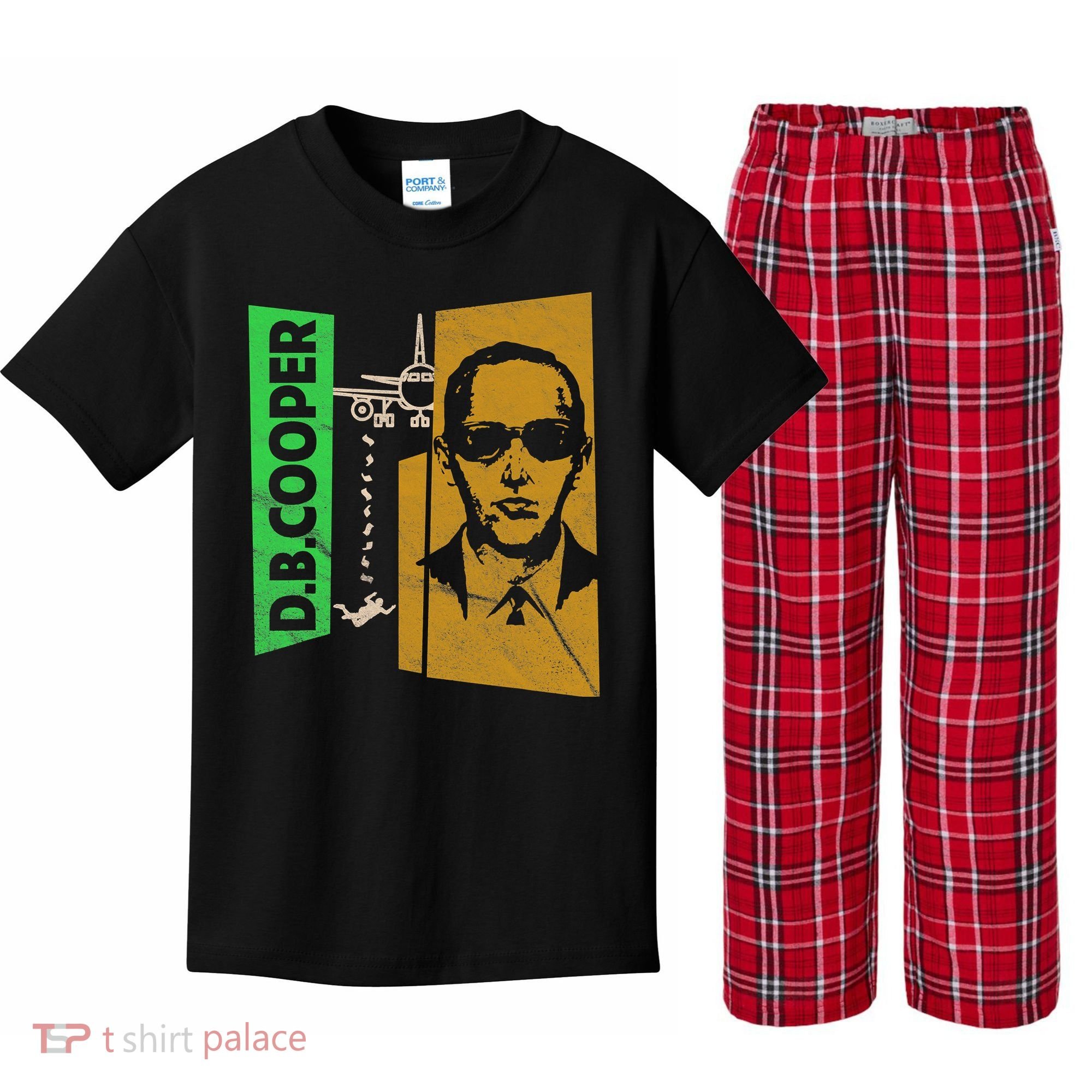 D B Cooper Skyjacker Hijack Retro 60s Style Graphic Kids Plaid Pajama Set