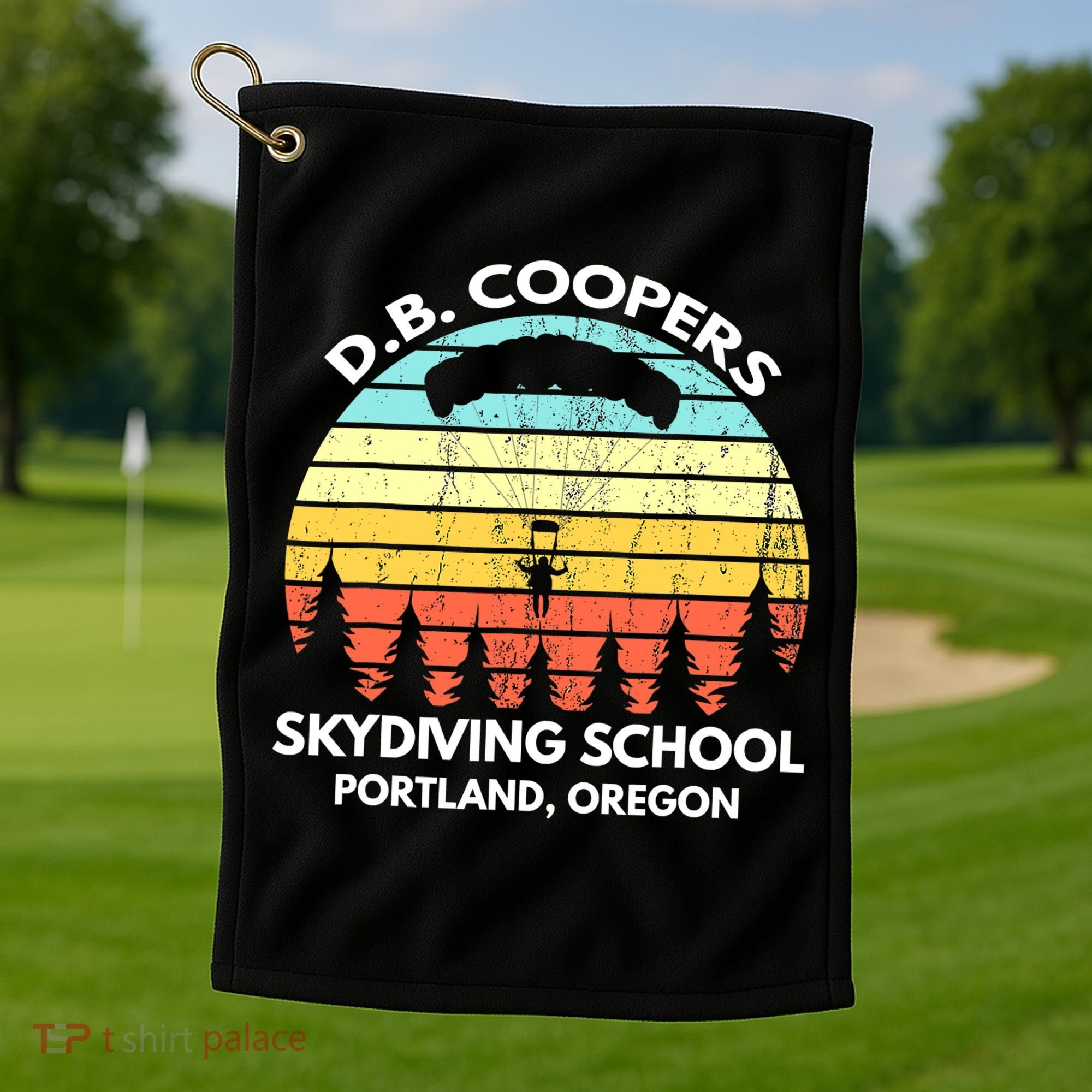 D B Coopers Skydiving School Portland Oregon Funny Golf Towel