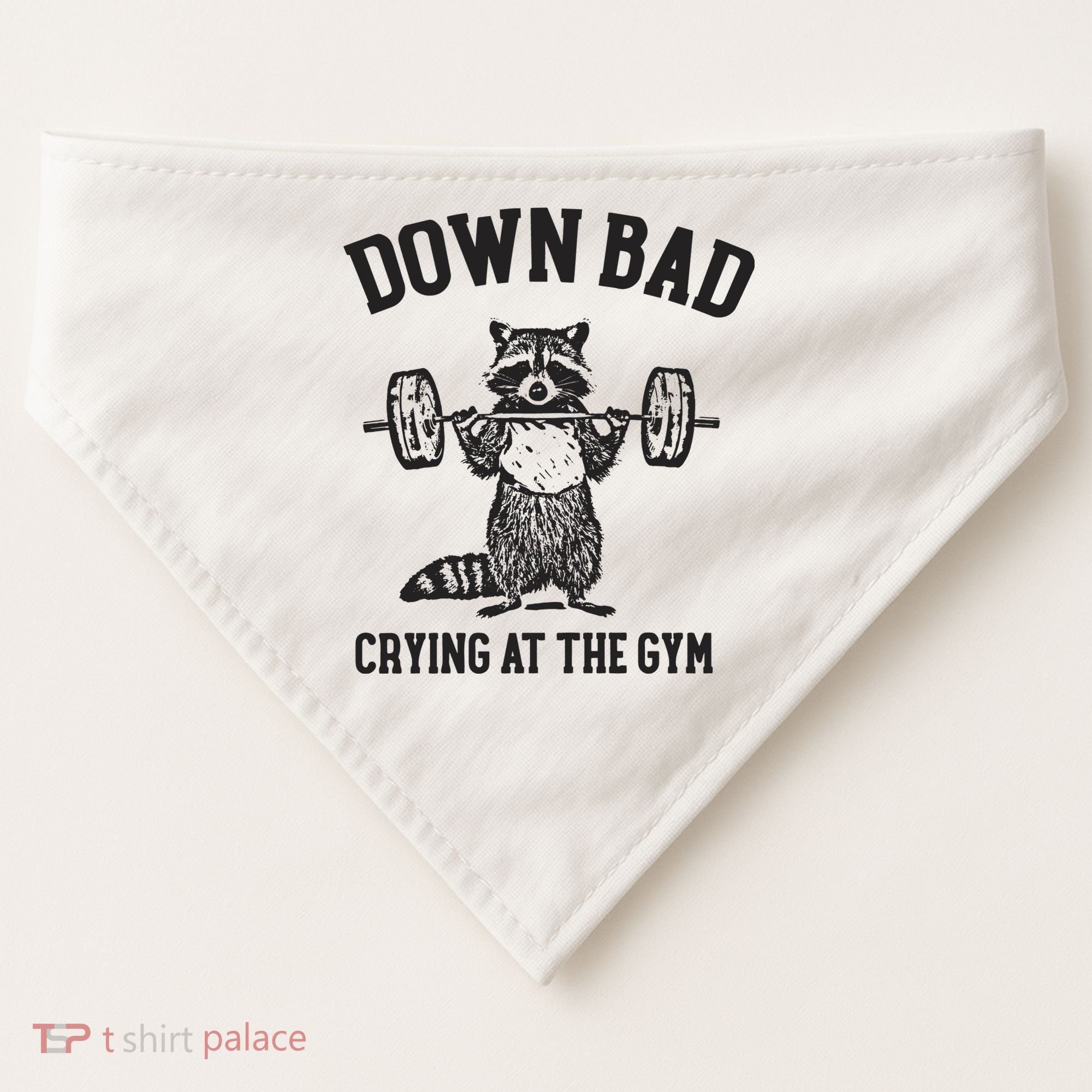 Down Bad Crying At The Gym Racoon Meme Ttpd USA-Made Doggie Bandana