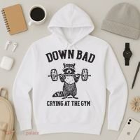Down Bad Crying At The Gym Racoon Meme Ttpd Hoodie thumb 3