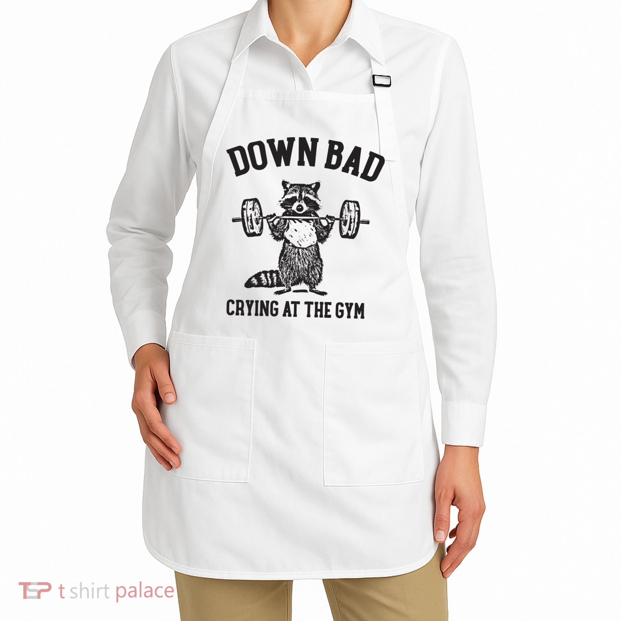 Down Bad Crying At The Gym Racoon Meme Ttpd Apron
