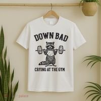 Down Bad Crying At The Gym Racoon Meme Ttpd T-Shirt thumb 2
