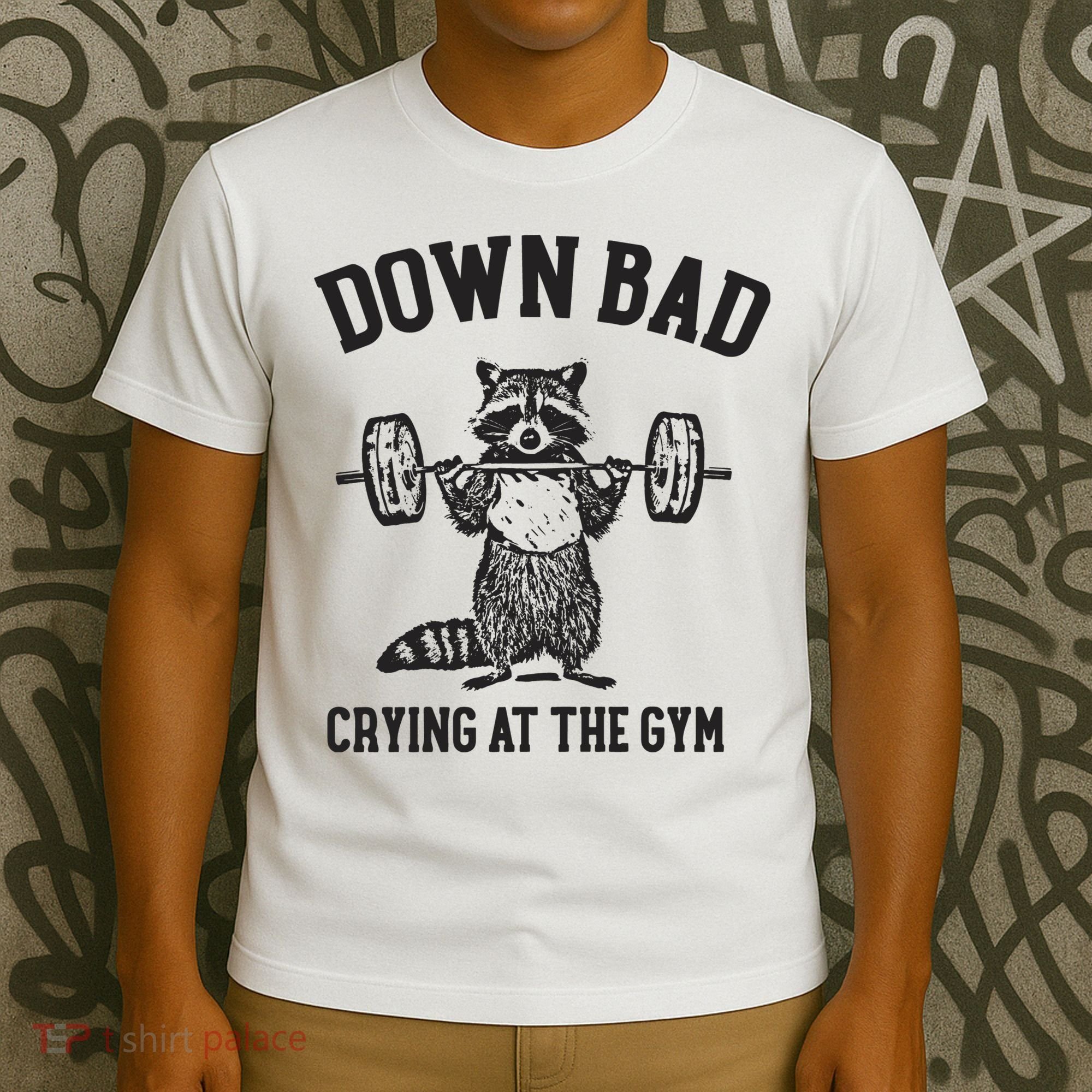 Down Bad Crying At The Gym Racoon Meme Ttpd T-Shirt