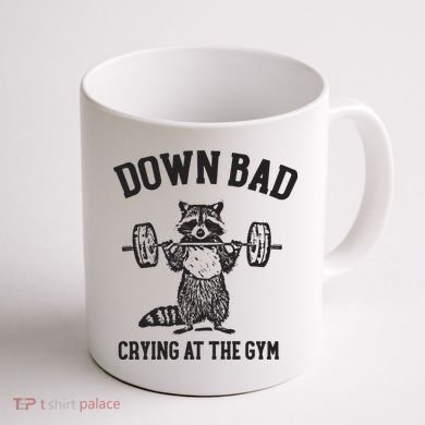 Down Bad Crying At The Gym Racoon Meme Ttpd Coffee Mug back
