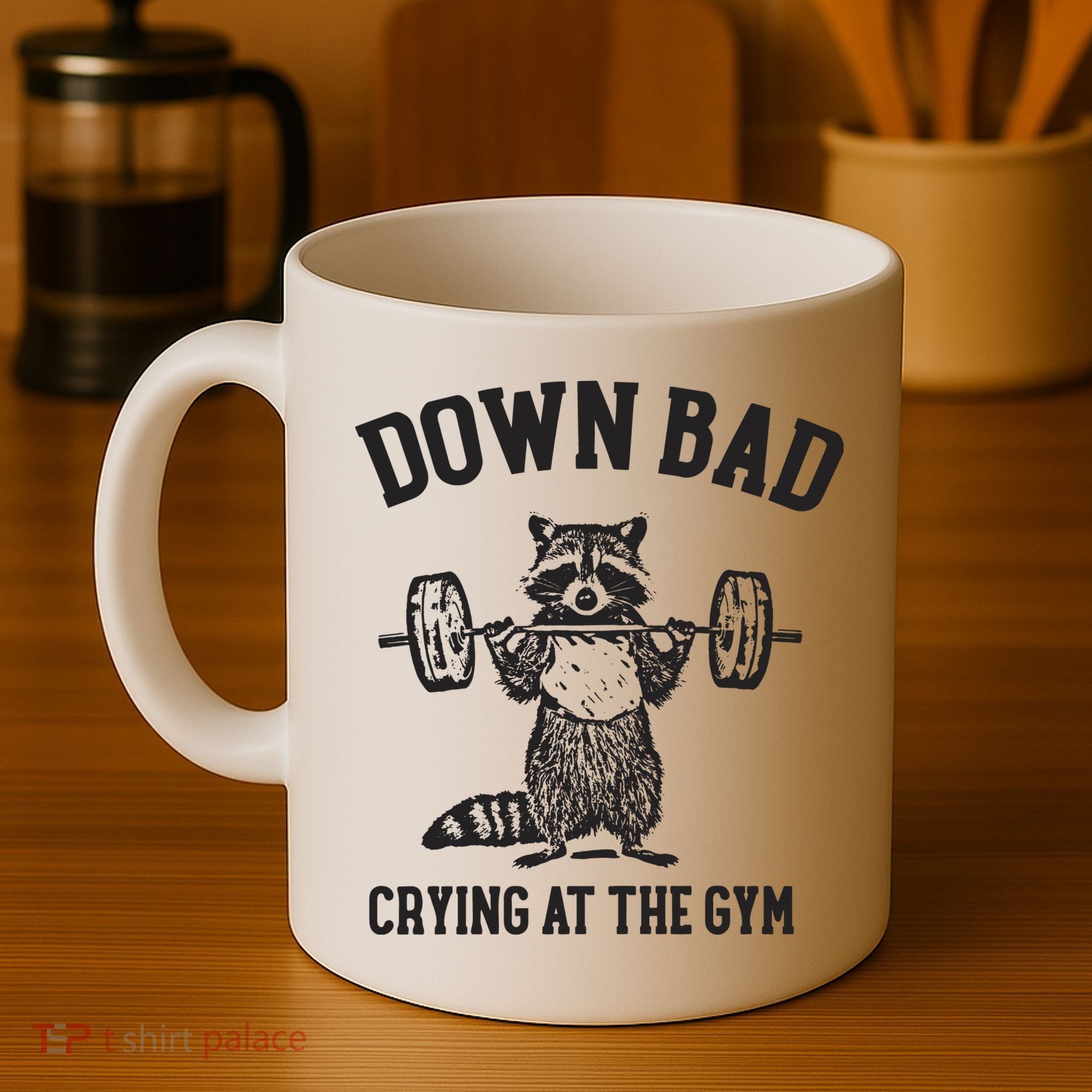 Down Bad Crying At The Gym Racoon Meme Ttpd Coffee Mug