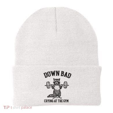 Down Bad Crying At The Gym Racoon Meme Ttpd Beanie