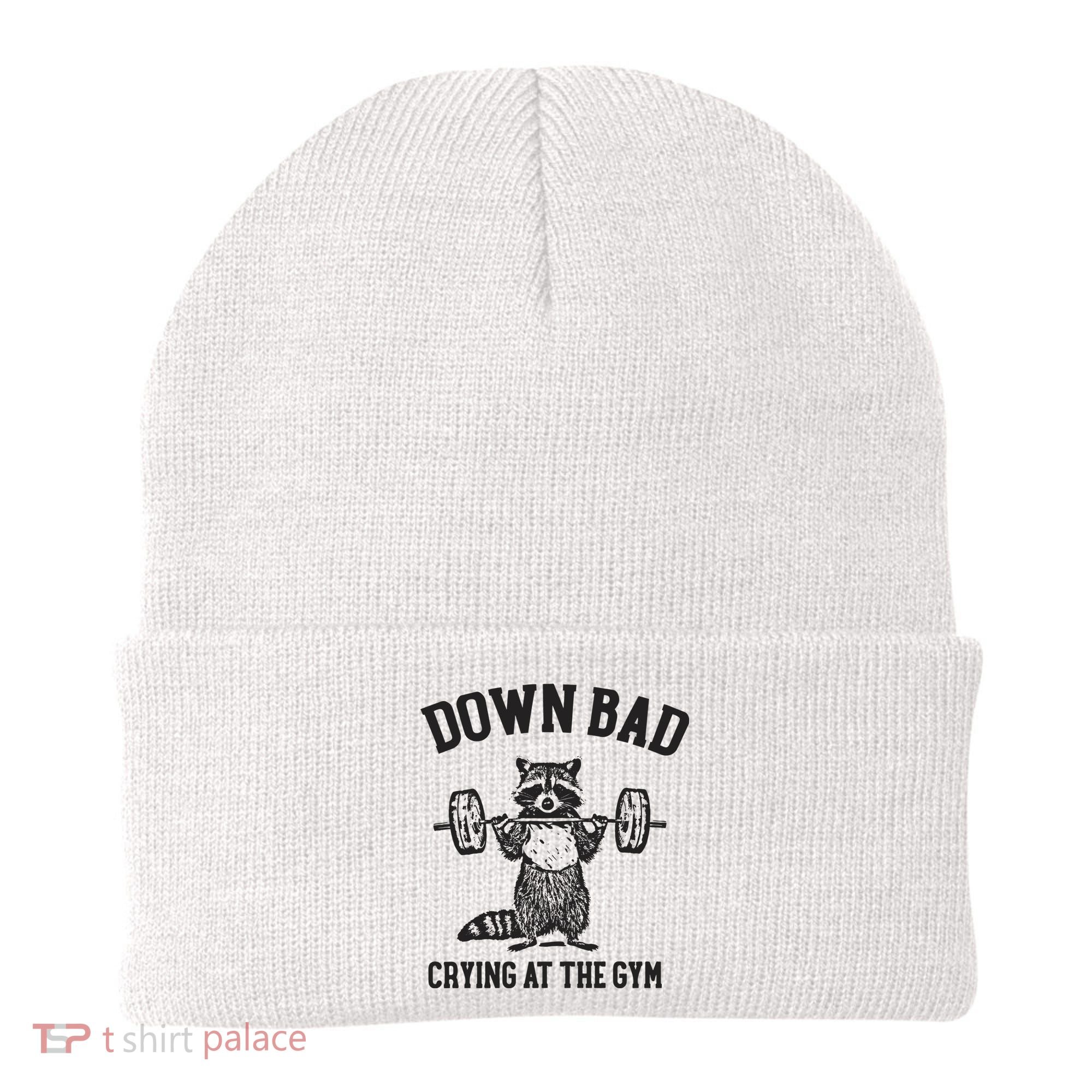 Down Bad Crying At The Gym Racoon Meme Ttpd Beanie