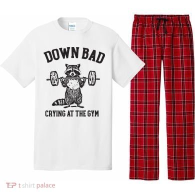 Down Bad Crying At The Gym Racoon Meme Ttpd Pajama Set