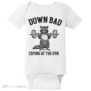 Down Bad Crying At The Gym Racoon Meme Ttpd Baby Bodysuit