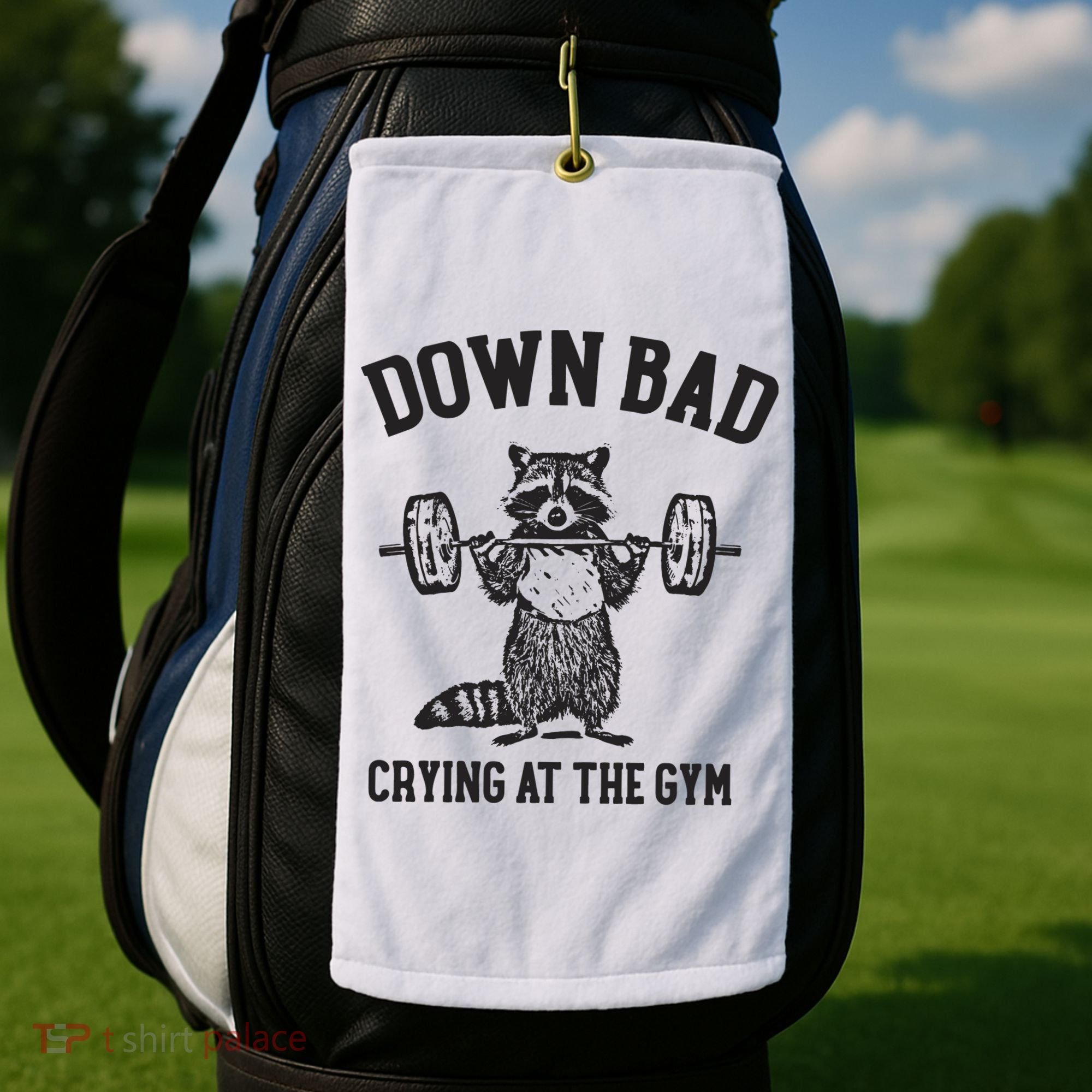 Down Bad Crying At The Gym Racoon Meme Ttpd Golf Towel