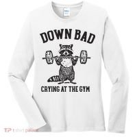 Down Bad Crying At The Gym Racoon Meme Ttpd Women's Long Sleeve Shirt thumb 0