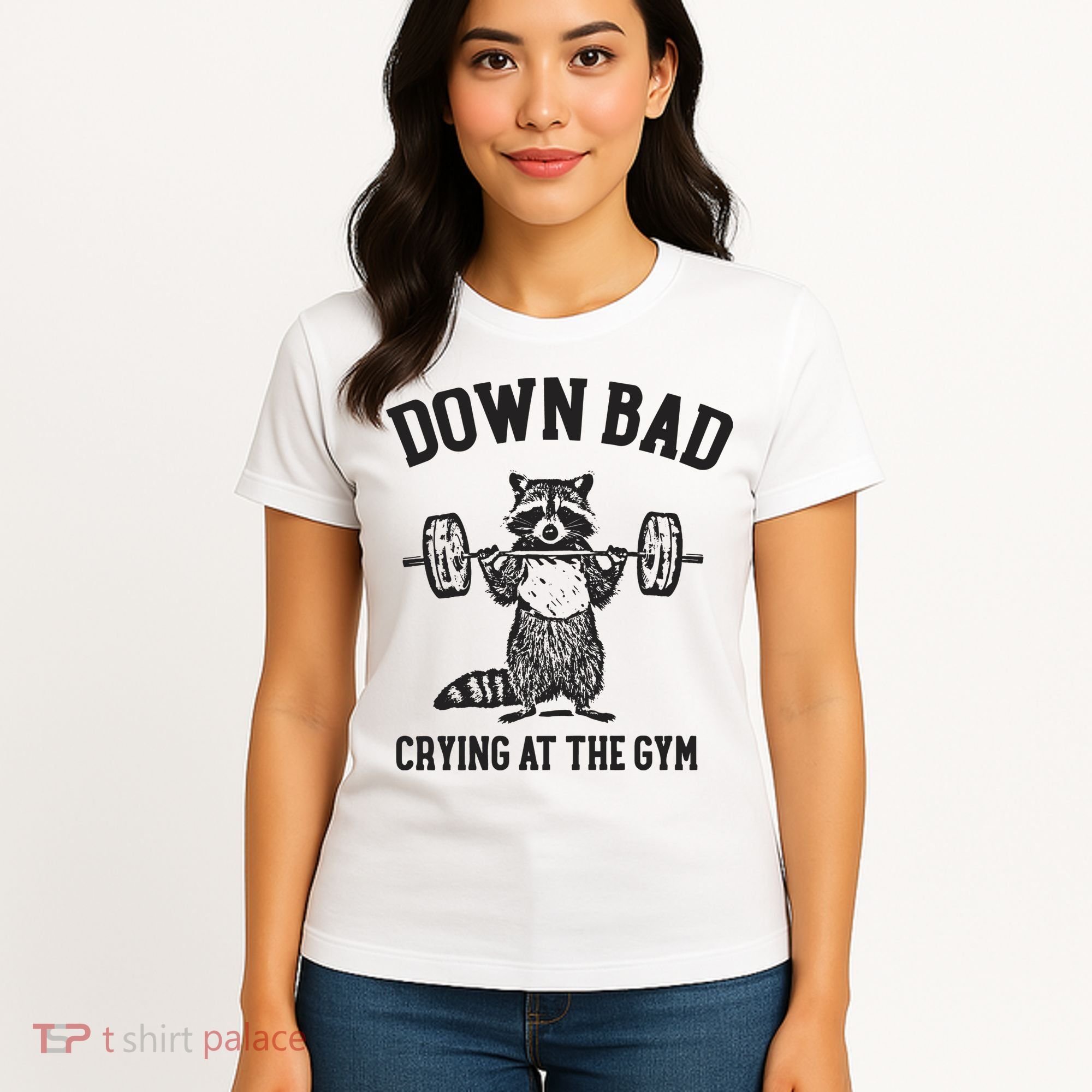 Down Bad Crying At The Gym Racoon Meme Ttpd Women's T-Shirt