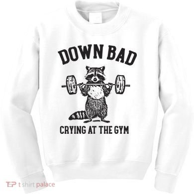 Down Bad Crying At The Gym Racoon Meme Ttpd Kids Sweatshirt
