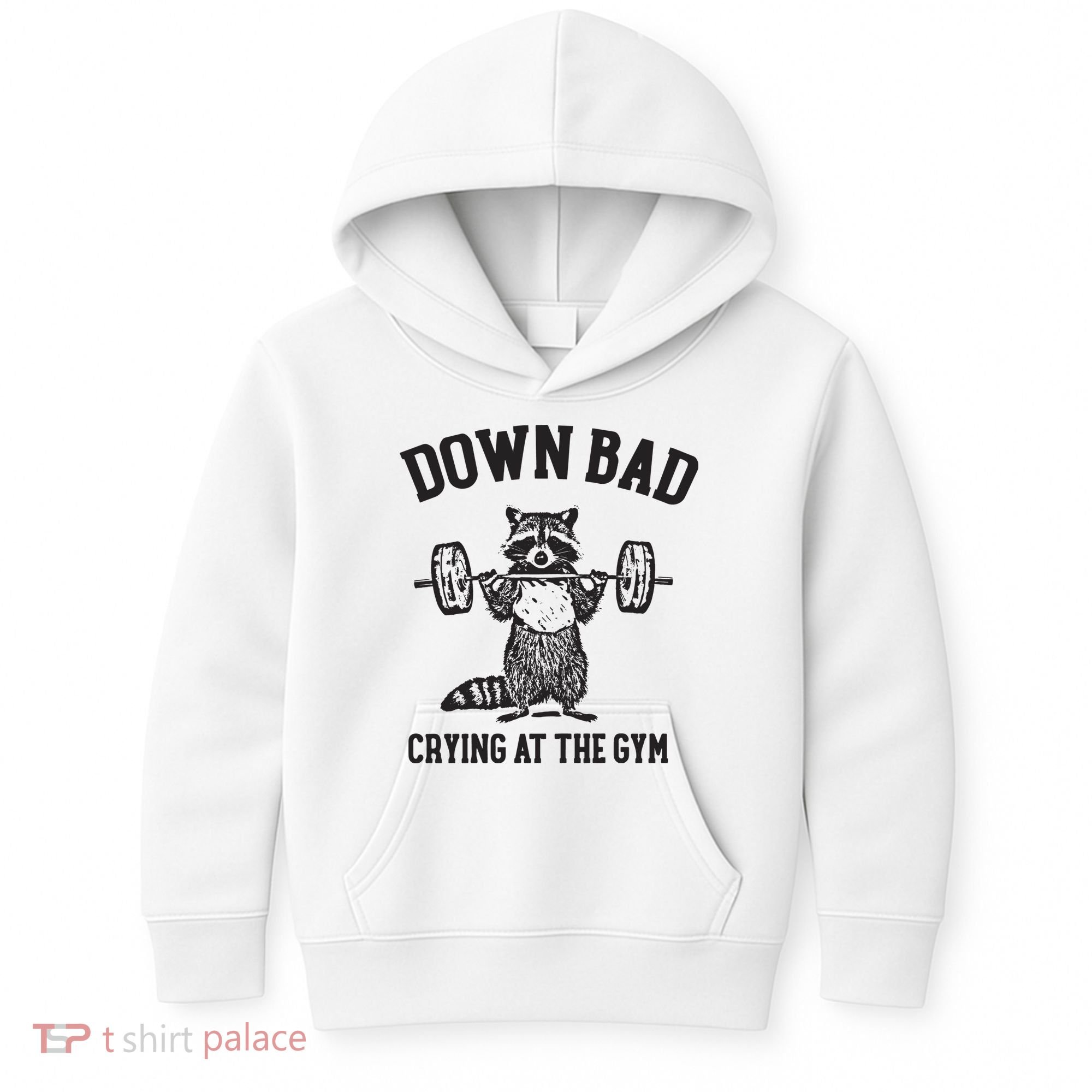 Down Bad Crying At The Gym Racoon Meme Ttpd Kids Hoodie