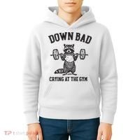 Down Bad Crying At The Gym Racoon Meme Ttpd Kids Hoodie thumb 4