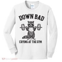 Down Bad Crying At The Gym Racoon Meme Ttpd Kids Long Sleeve Shirt thumb 0