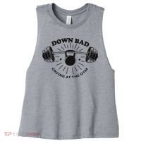 Down Bad Crying At The Gym Funny Workout Ttpd Women's Racerback Cropped Tank thumb 0