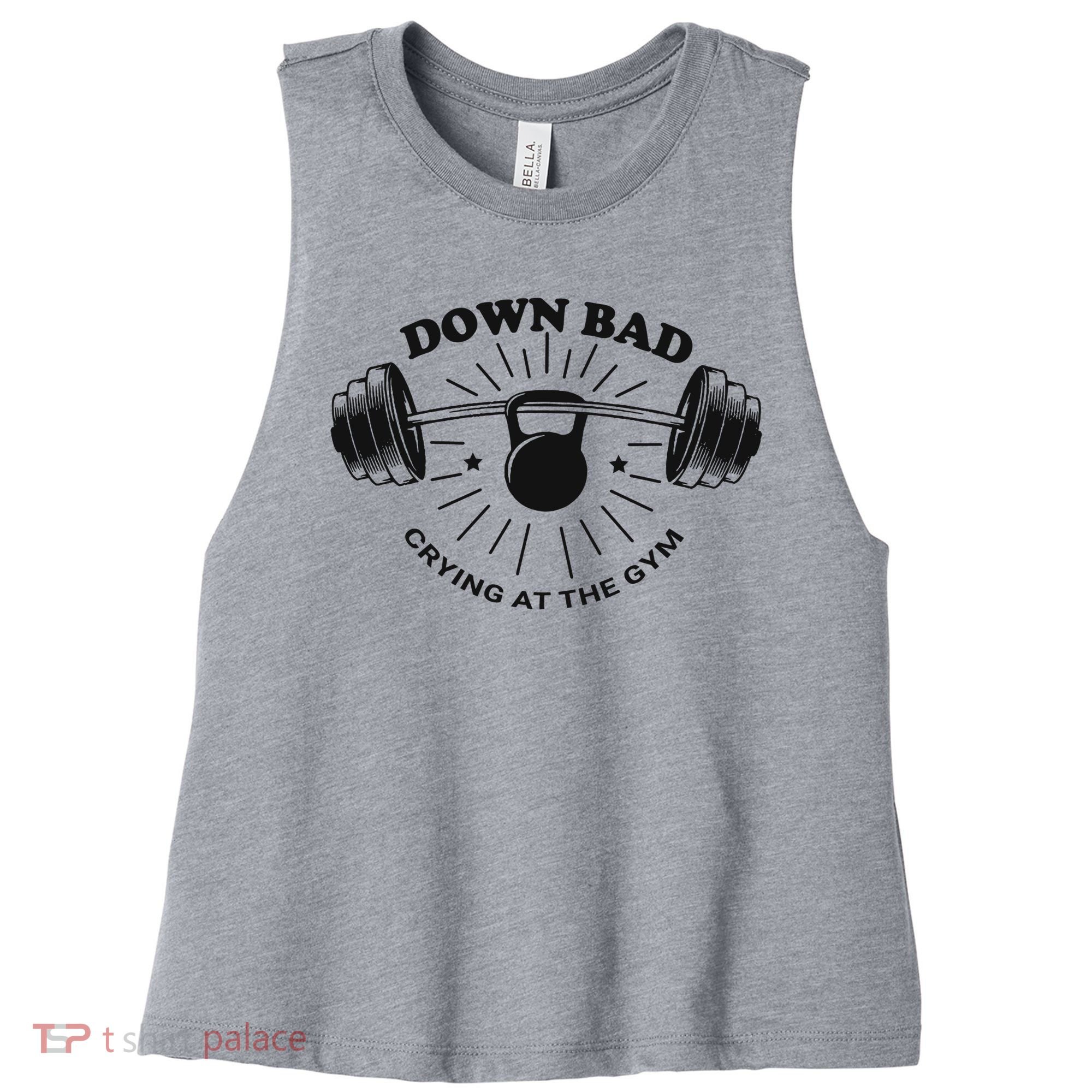 Down Bad Crying At The Gym Funny Workout Ttpd Women's Racerback Cropped Tank