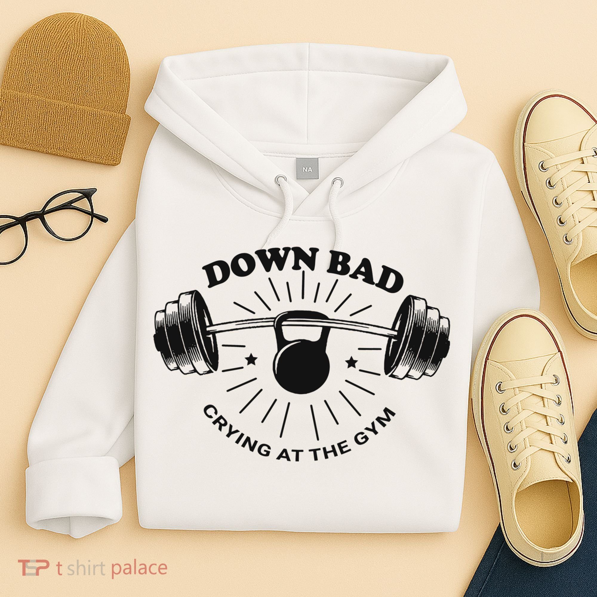 Down Bad Crying At The Gym Funny Workout Ttpd Hoodie