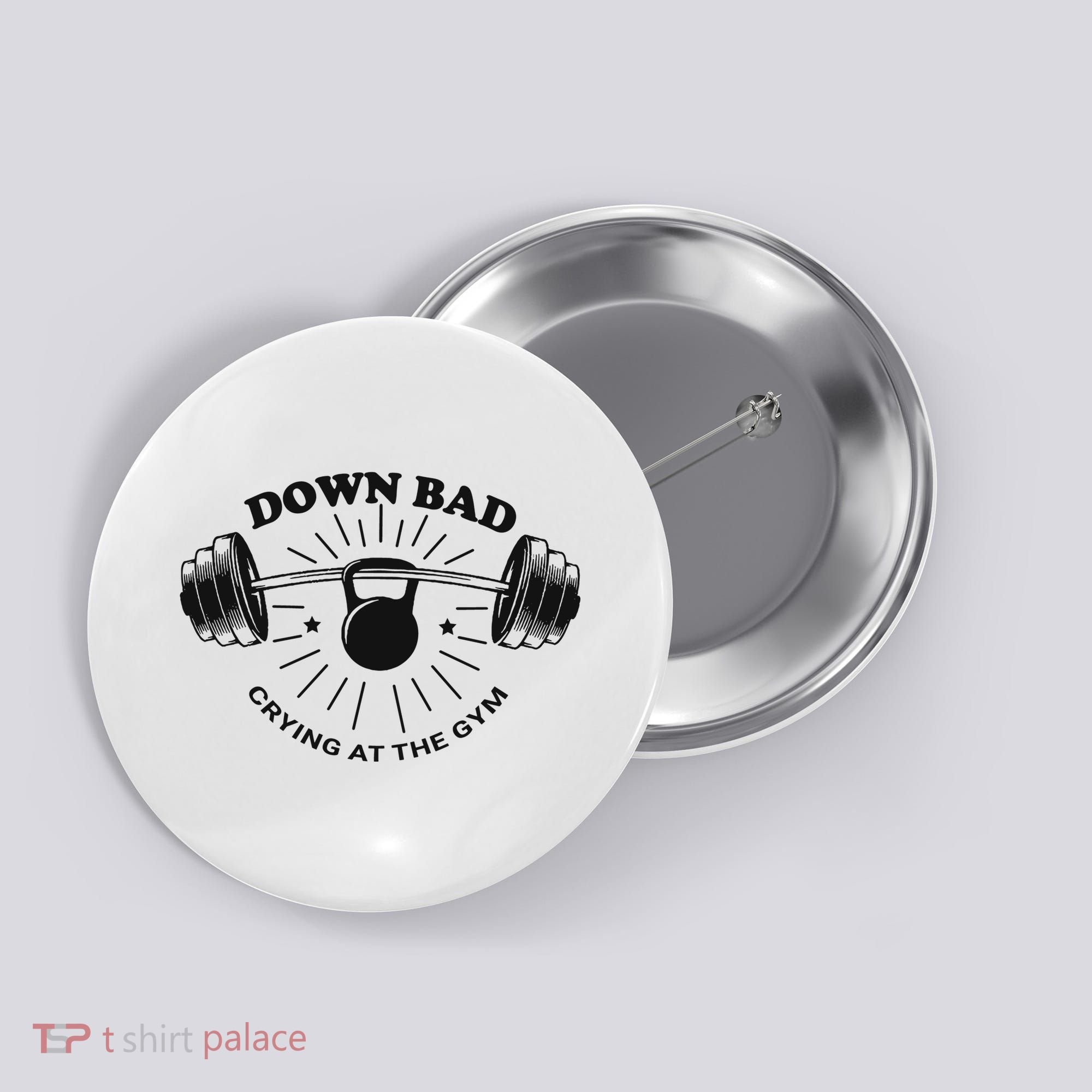 Down Bad Crying At The Gym Funny Workout Ttpd Button