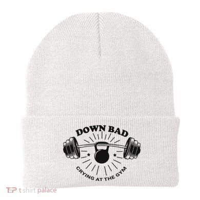 Down Bad Crying At The Gym Funny Workout Ttpd Beanie