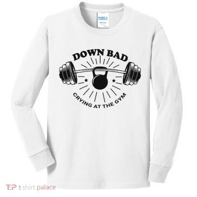Down Bad Crying At The Gym Funny Workout Ttpd Kids Long Sleeve Shirt