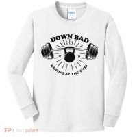 Down Bad Crying At The Gym Funny Workout Ttpd Kids Long Sleeve Shirt thumb 0