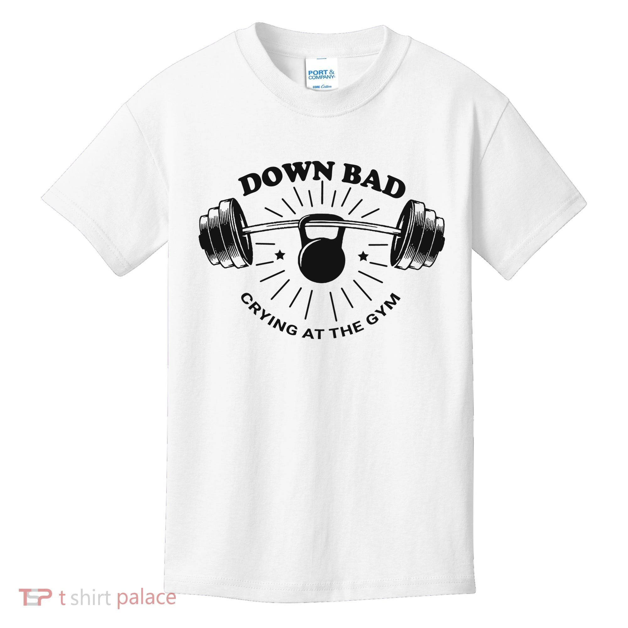 Down Bad Crying At The Gym Funny Workout Ttpd Kids T-Shirt