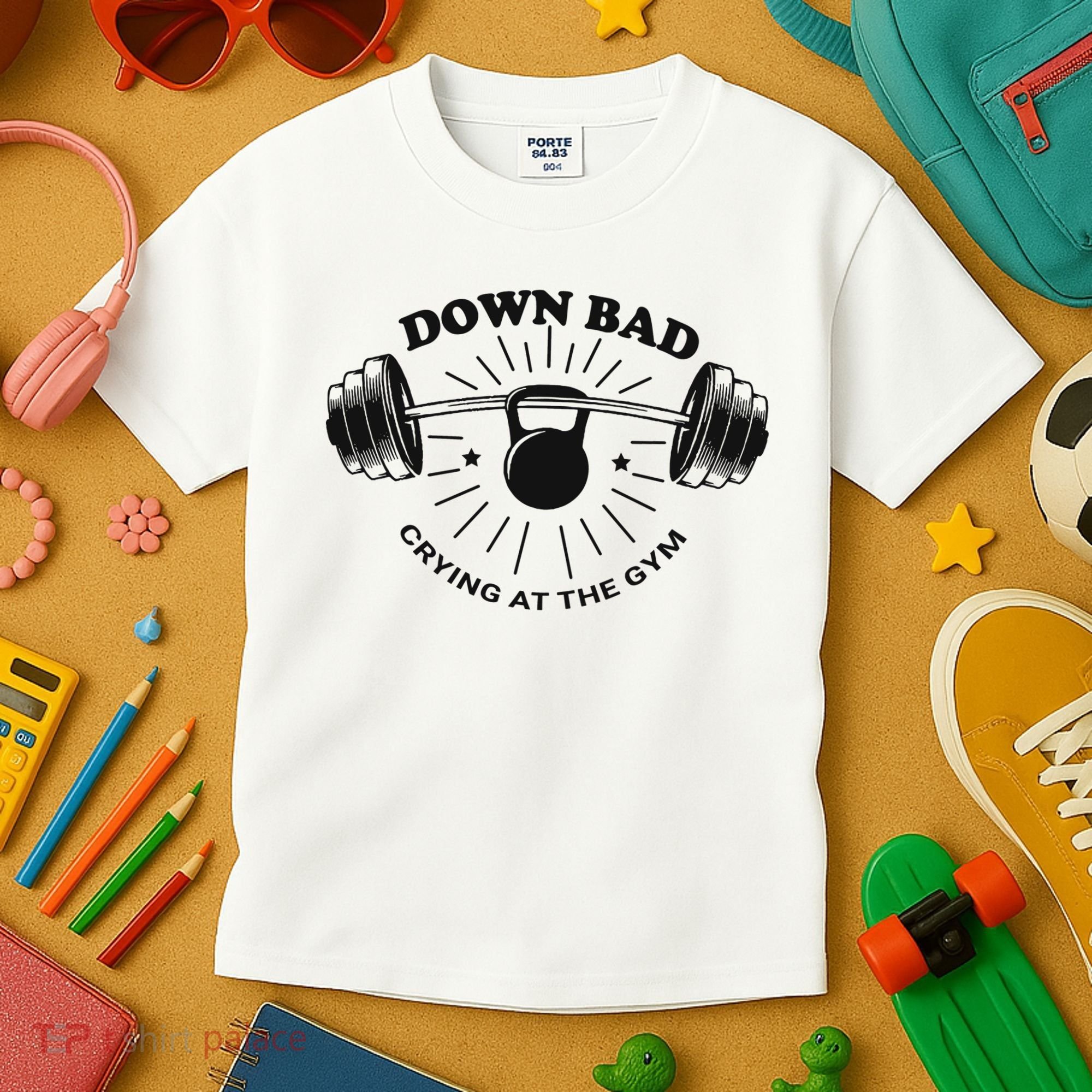 Down Bad Crying At The Gym Funny Workout Ttpd Kids T-Shirt