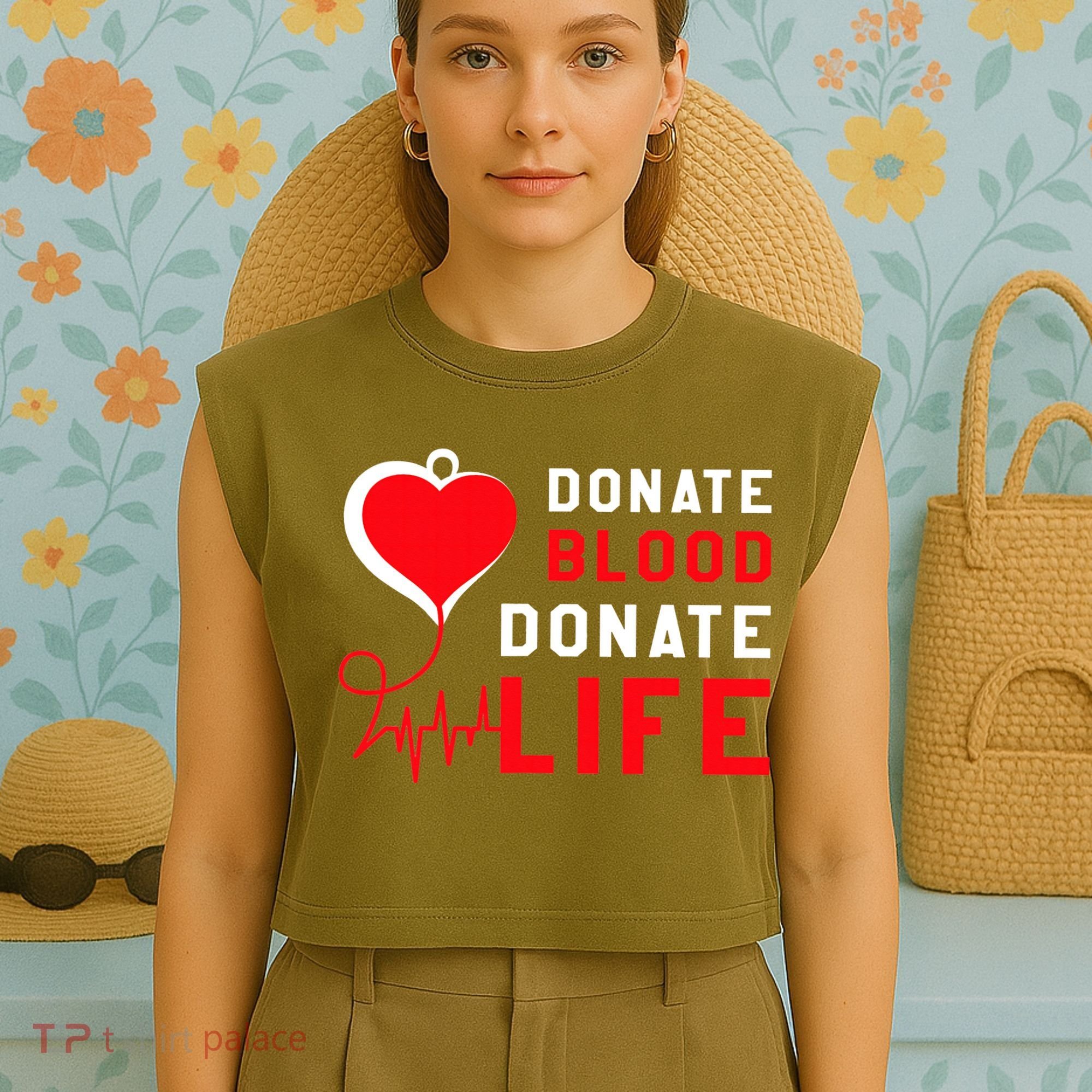 Donate Blood Donate Life World Blood Awareness Garment-Dyed Women's Muscle Tee