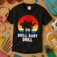 Drill Baby Drill Drilling Oilfield Trash Oil And Gas Kids T-Shirt thumb 3