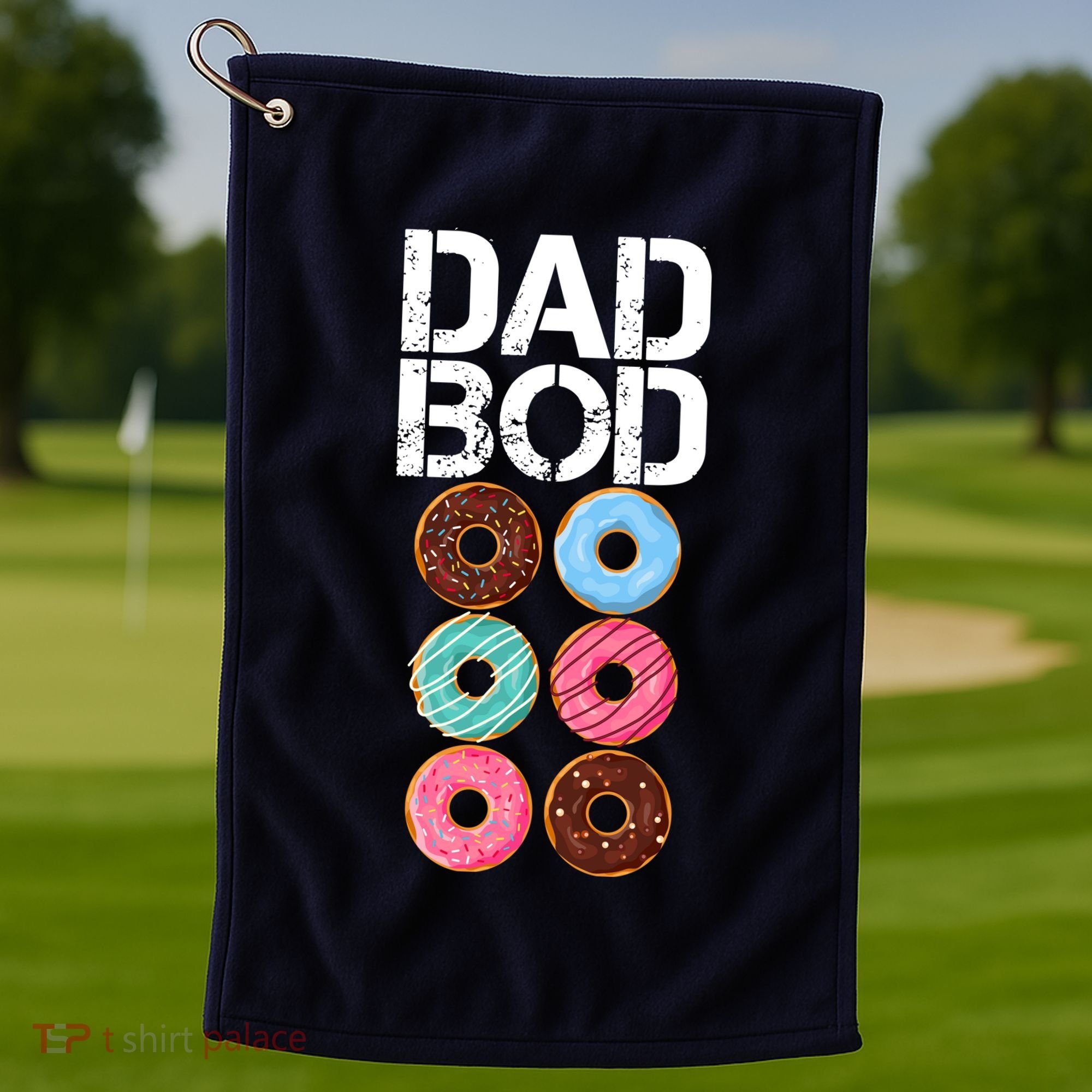 Dad Bod Donut Six Pack Golf Towel