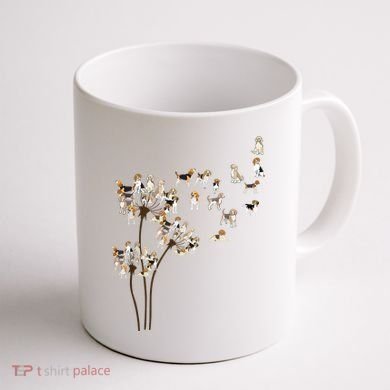 Dandelions Beagle Dog Coffee Mug back