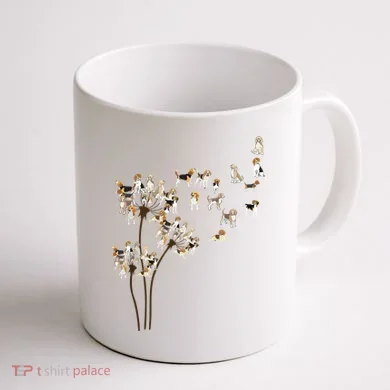 Dandelions Beagle Dog Coffee Mug back