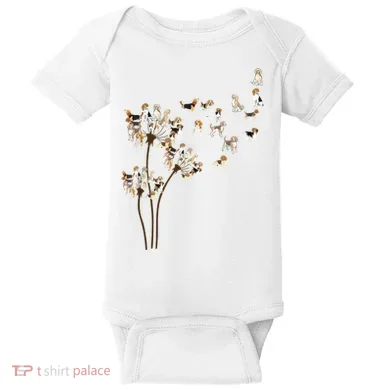 Dandelions Beagle Dog Baby Bodysuit