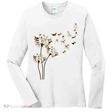 Dandelions Beagle Dog Women's Long Sleeve Shirt