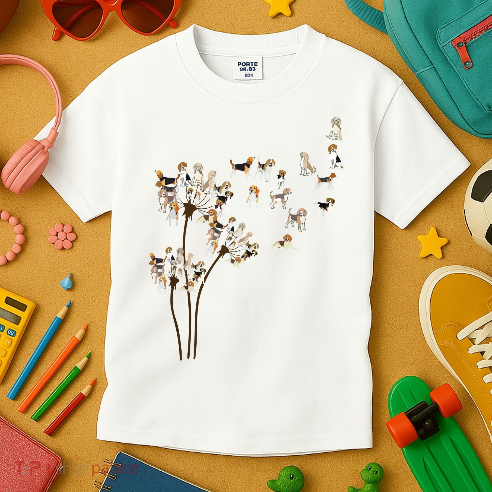 Dandelions Beagle Dog Kids T-Shirt