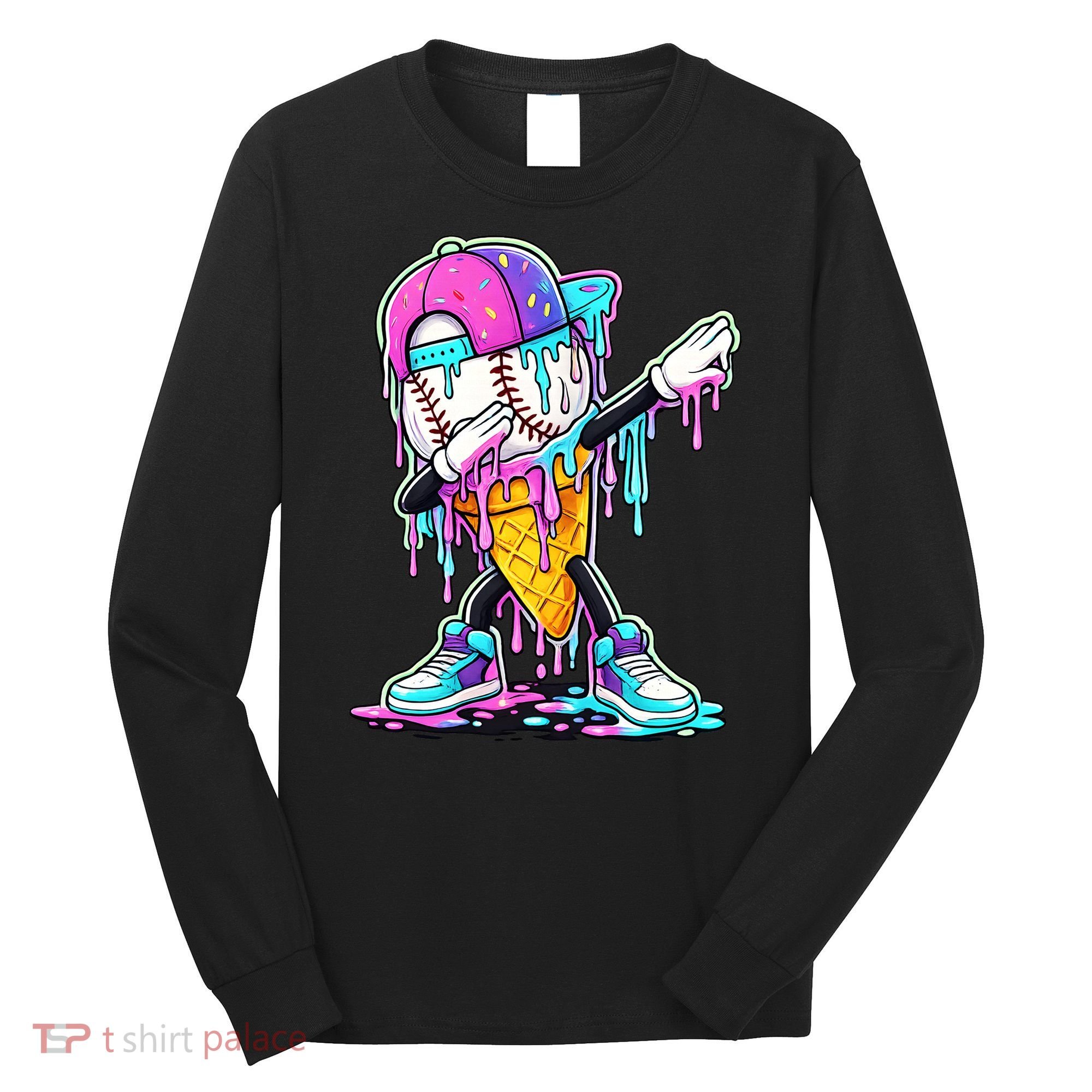 Dripping Baseball Drip Ice Cream Sport Long Sleeve Shirt