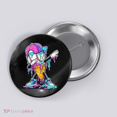 Dripping Baseball Drip Ice Cream Sport Button