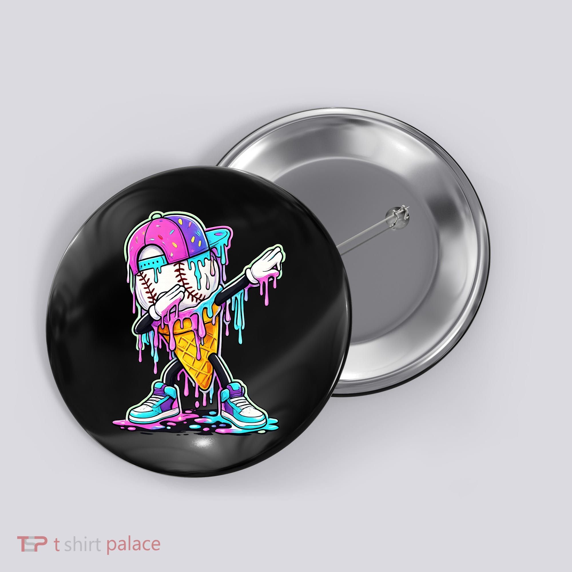 Dripping Baseball Drip Ice Cream Sport Button