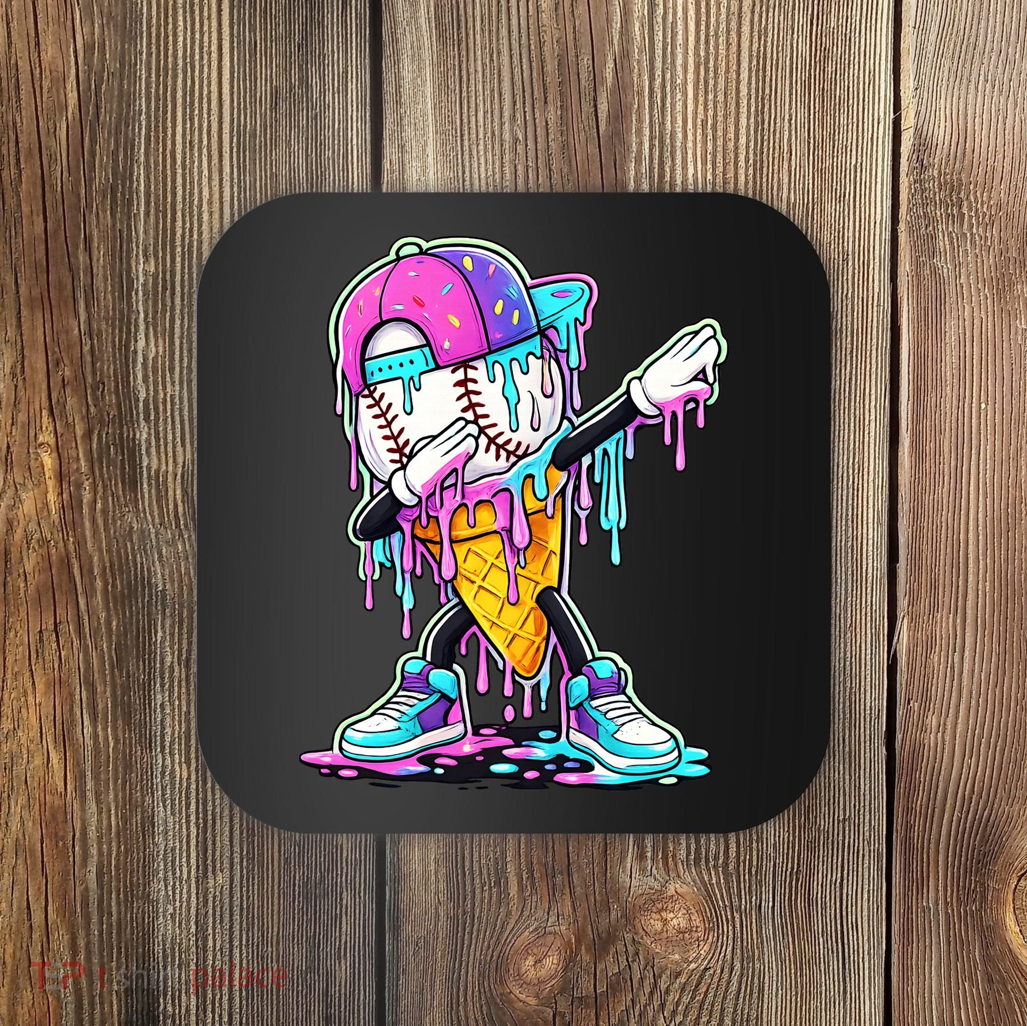 Dripping Baseball Drip Ice Cream Sport Coaster