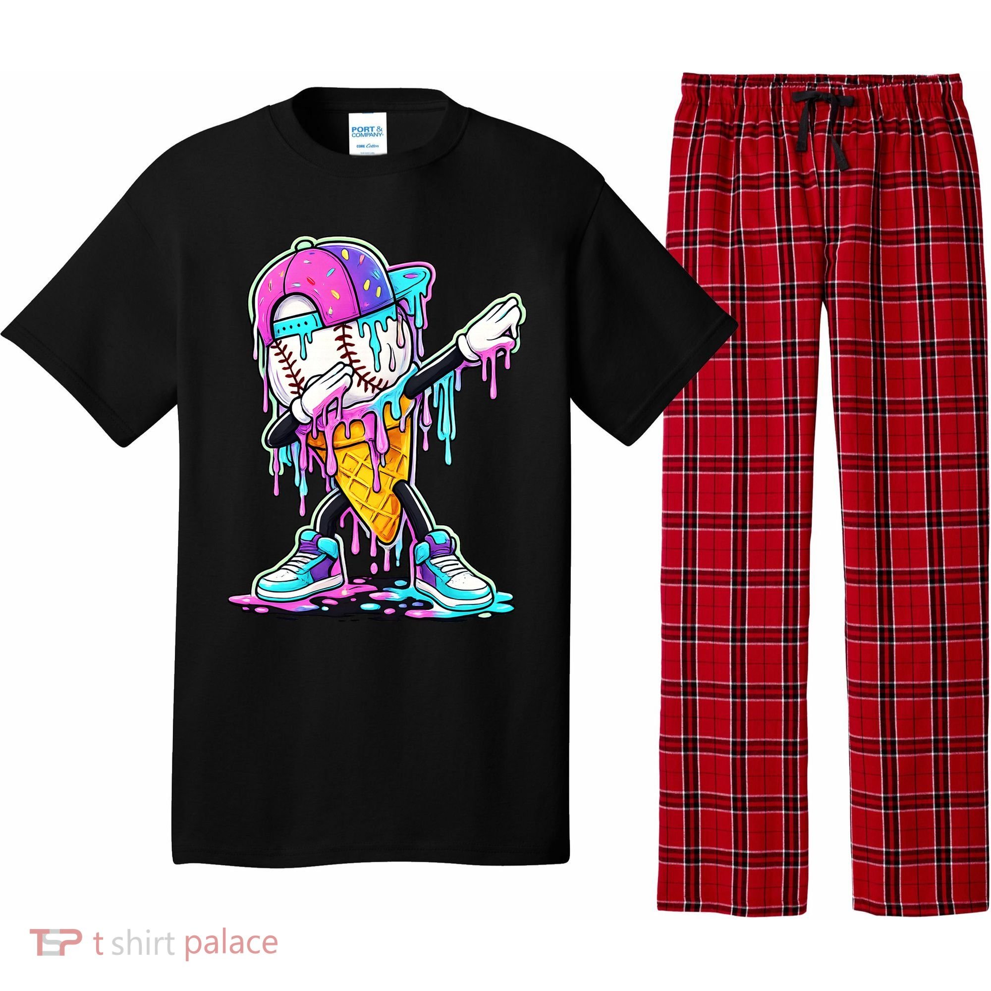 Dripping Baseball Drip Ice Cream Sport Pajama Set
