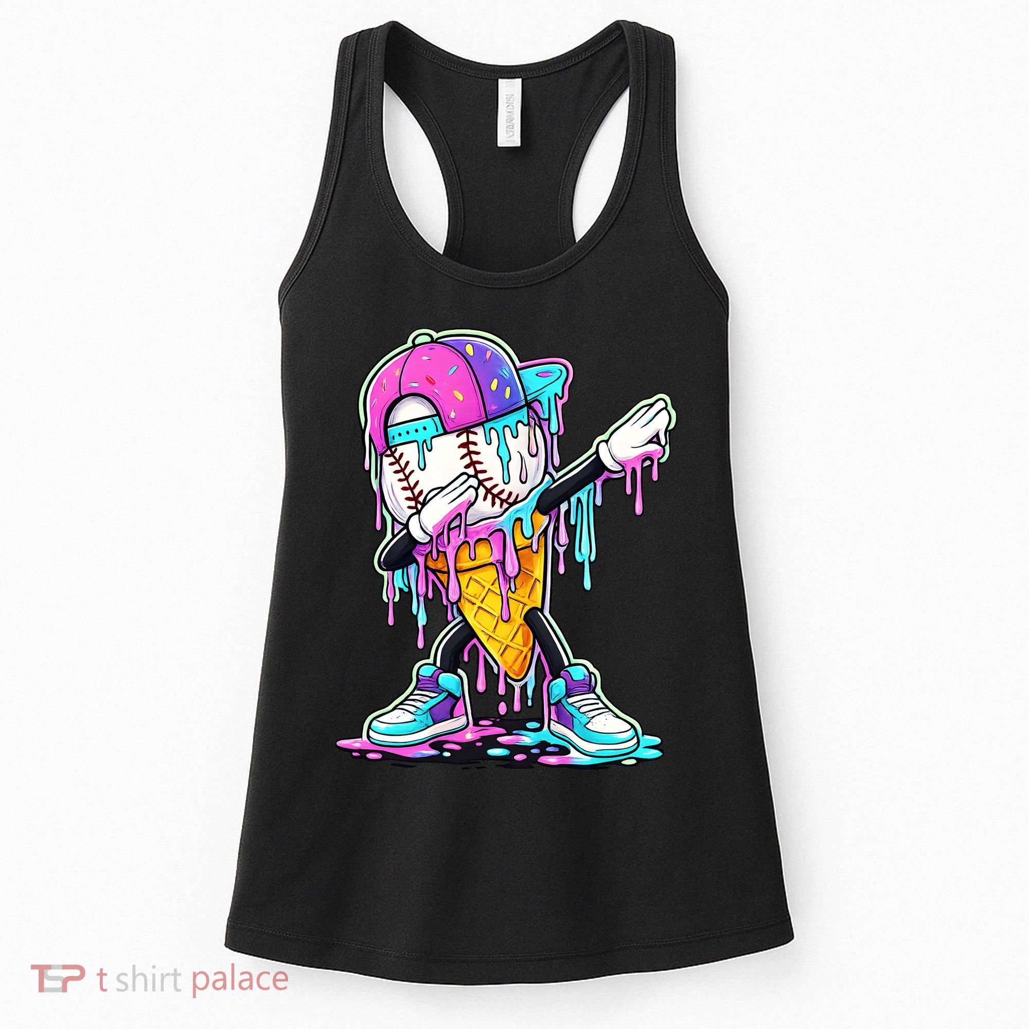 Dripping Baseball Drip Ice Cream Sport Women's Tank Top