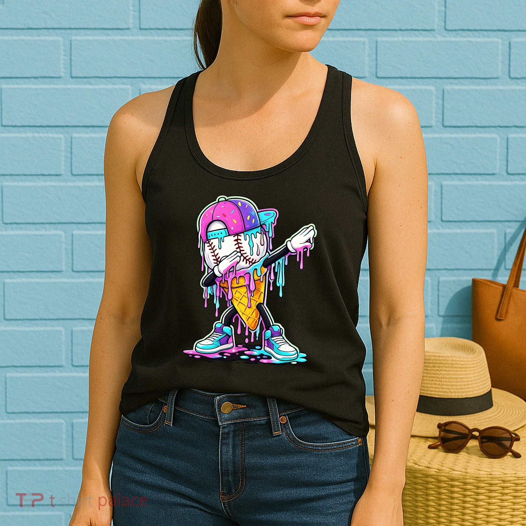 Dripping Baseball Drip Ice Cream Sport Women's Tank Top